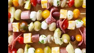 Simple Antipasto Skewers Recipe - Perfect Appetizers For A Party! - by Pip and Ebby