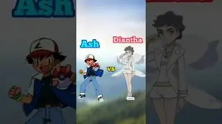 Ash vs Diantha #pokemon #anime #ash #serena #battle  #pikachu #animation #shorts