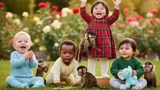 CUTE BABY DANCING & PLAYING WITH MONKEY 🙊🙊| SO SWEET & FUNNY🐒🐒