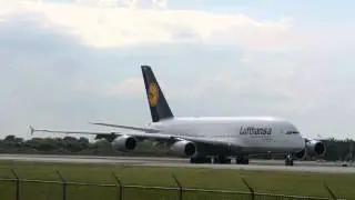 Lufthansa a380 Powerful takeoff Miami International,FL