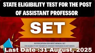 WB SET 2025 || WEST BENGAL STATE ELIGIBILITY TEST 2025 || WB ASSISTANT PROFESSOR @3PStudyPoint