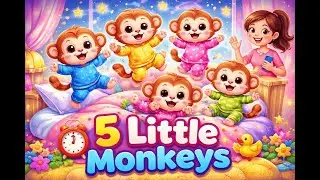 Пять маленьких обезьянок прыгают на кровати 🐒 | Детская песенка