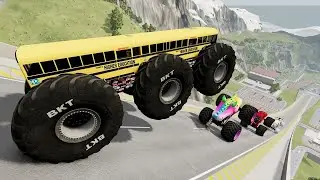 BMNG Random Car - Epic High Speed Monster Truck Jumps and Crashes #010    - BeamNG Drive