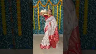 Asthami Saree Styling🌸 Red white Benarasi❤️ #shorts #ashtamilook #myselfriya