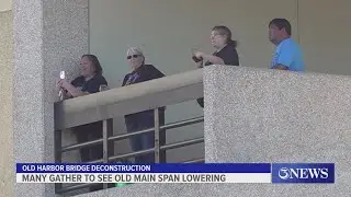 Crowds gather to watch Old Harbor Bridge&rsquo;s main span come down