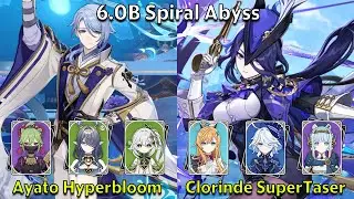 C0 Ayato Hyperbloom и C0 Clorinde SuperTaser - Genshin Impact 6.0-6.1 Spiral Abyss Full Clear