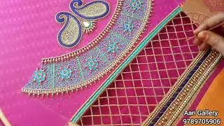 Aari work grand sleeve design|aari embroidery elbow sleeve cutwork |aari zardosi work|Aari Gallery
