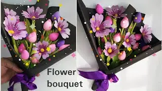 Paper flower bouquet 💐 | easy handmade gift| tulip flower bouquet | birthday/anniversary gift | DIY 