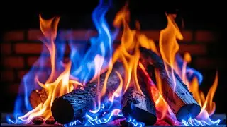 Relaxation & Cozy Night &ndash; 12H Fireplace with Blue Flames, Burning Logs, and Warm Ember Ambience
