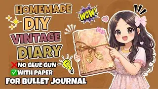 How to make vintage diary for journal/ diy easy diary with paper ❌no glue gun ✅with paper/ paper diy