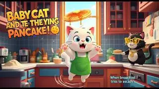 🐾 Baby Cat and the Flying Pancake 🥞✨ | Funny 3D Cartoon Story for Kids । 3D Tiny Fun #catshorts #cat