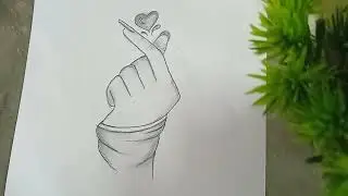 Loving hand drawing for beginners // step by step hand and heart Drawing🤞❤️