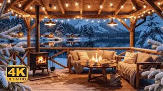 Cozy Winter Lofi Jazz ☕ Lake View Ambience for Relax & Study