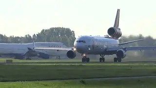 Martinair Cargo MD-11 smoky takeoff from Amsterdam Airport!