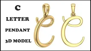 Initial Pendant 3D Model Jewelry Cad Design In Matrix | C Letter Pendant | Alphabet Pendant.