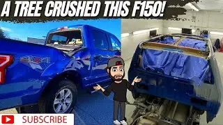 Дерево раздавило этот #F150! Смотрите, как я заменил крышу! #автомобиль #ford #fordtrucks #кузовн...