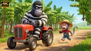 Monkey WCG vs Gorilla Thief! Tractor Chase in the Banana Garden 🍌🐒