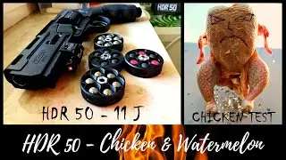 Umarex Revolver HDR 50 T4E CO2 RAM_11J - Chicken & Watermelon - Shooting Test! [+ Subtitles ENG]