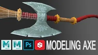 Modeling Detailed Axe in Maya and Mudbox. Video Game Ready Asset Workflow (High Poly to Low Poly)