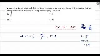 A man grows into a giant such that his linear dimensions increase by a factor of 9. Assuming that hi
