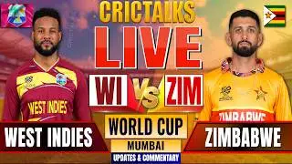 🔴 ZIM vs WI, Cricket Live Scores & Commentary, T20 World Cup 2026,  1st Innings Live Match Today