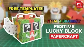 How to Make Festive Lucky Block Paper Craft (FREE TEMPLATE) - Steal a Brainrot | Roblox | DIY