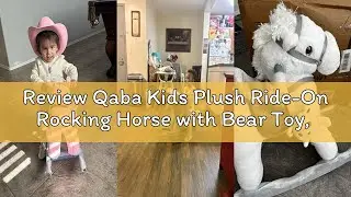Review Qaba Kids Plush Ride-On Rocking Horse with Bear Toy, Children Chair with Soft Plush Toy & Fun