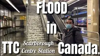 Extreme Flood in TTC Scarborough Centre Station Canada.