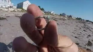 Beach Metal Detecting Hurricane Humberto ring in the scoop!