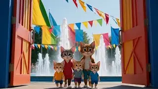 Cat Family Day at the Water Park 🐾 | Cute Ginger Kittens Adventure Full Story