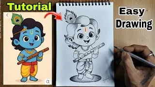 ✨ Easy Bal Krishna Drawing Tutorial | Cute Laddu Gopal Pencil Sketch ✏️🙏