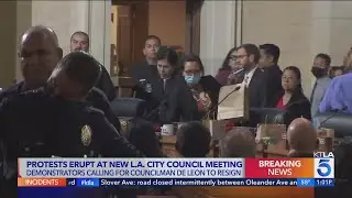 Protestors again call for L.A City Councilman Kevin de Le&oacute;n to resign