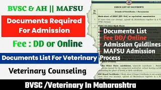 Documents Required For Mafsu Admission || Documents for veterinary admission | Document verification