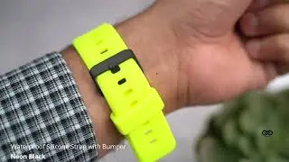 Neon Black Waterproof silicone strap with bumper for Apple Watch 40/44/45mm