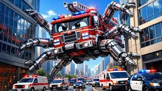 Volcano Eruption! Lava Floods the Road and an Emergency Rescue Begins 🌋🚒 | Vehicles Animation