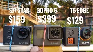 thieye T5 Edge vs SJ7 Star vs Gopro 6 Comparison 4K Review RWR