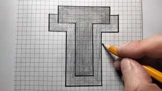 How to draw letter T in 3d? 3d drawing letter T. Letters t. T letter Art 