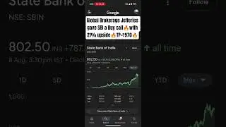 Global Brokerage Jefferies gave SBI Buy call🔥with 21% upside🔥TP=₹970🔥#nifty #nifty50 #sbi #nse #bse