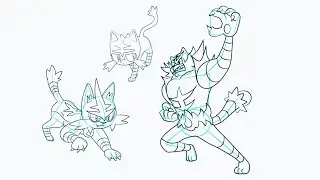 C&oacute;mo Dibujar a Litten, Torracat e Incineroar de Pok&eacute;mon 🐈🔥💪 | Evoluci&oacute;n completa paso a paso