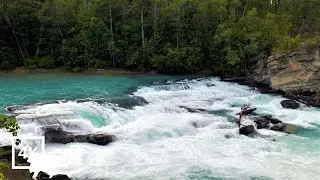 4K Turquoise Cascades | Heavy Falling Water for Sleep & Study | River Nature Sounds | White Noise