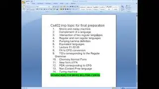 Cs402 important  topic for final preparation