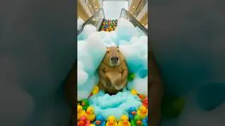 Rubber Duck Escalator Disaster 🦆🦫 Fat Capybara Meme #Shorts