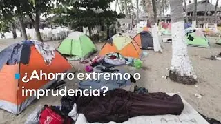 ¿Ahorro extremo o imprudencia? Familia de 25 personas monta campamento en plena banqueta de Acapulco