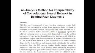 An Analysis Method for Interpretability of Convolutional Neural Network in Bearing Fault Diagnosis