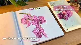 How to Paint Orchide in Gouache 🌸| Calm ASMR Real-Time Botanical Art | Himi Gouache ✨