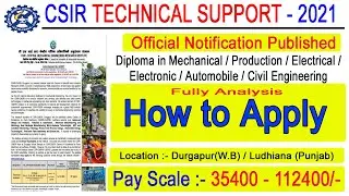 CSIR Recruitment 2021 | CSIR-CMERI Technical Assistant Vacancy 2021 | CSIR 2021 | Diploma Job Update