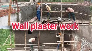 Hand wall plastering techniques house concrete hand wall work with speed || Wall plastering #cement 