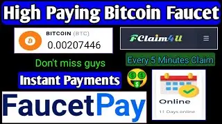 High Paying Bitcoin Faucet Site || Every 5 Minutes Claim || Without Investment || Instant Payments🤑🤑