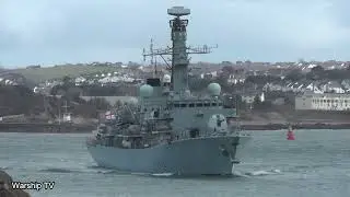 HMS IRON DUKE F234 ENTERS DEVONPORT NAVAL BASE AT ARTILLERY TOWER 1-3-24