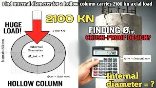 Internal diameter for a hollow column carries 2100 kn axial load | simple stress strain | som | sew
